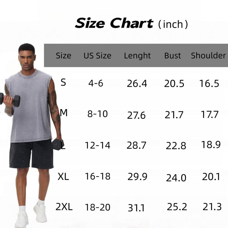3 Pack Mens Workout Tank Tops Sleeveless Tee Shirts Men Muscle Shirt Gym Acid Wash T Shirts Running Beach Loose Fit Tee(BK-3PC,2XL)