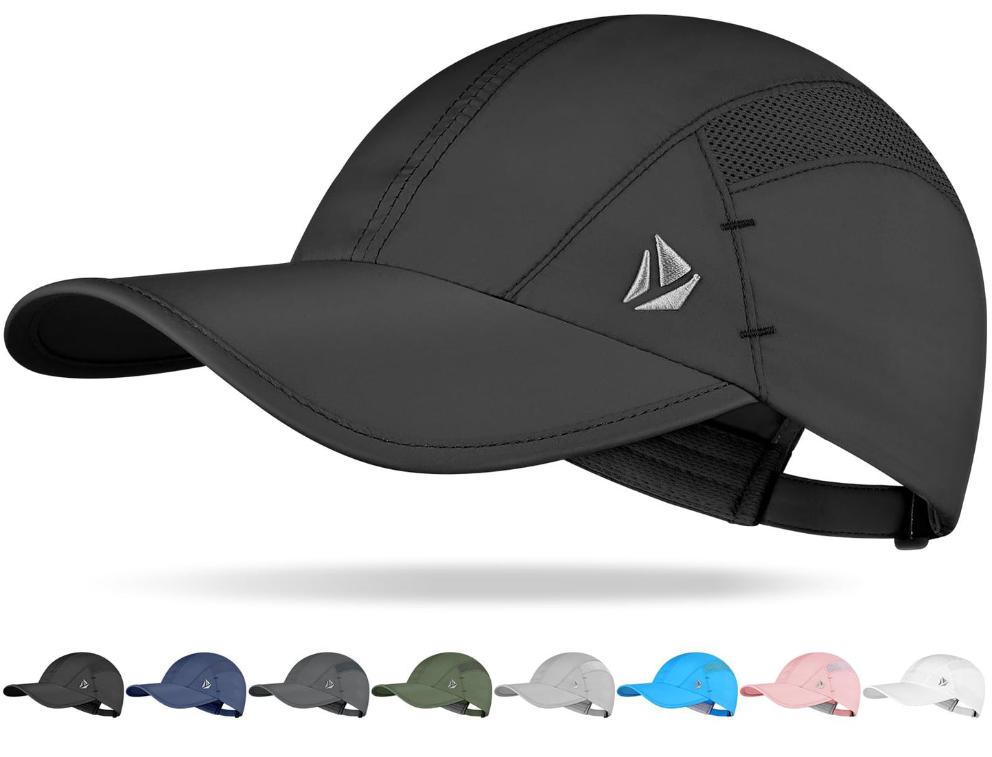 YANIKY Quick-Dry Running Hat for Men & Women Cooling Hat UPF 50+ Thin Baseball Cap Lightweight Breathable Mesh Sport Hats Black