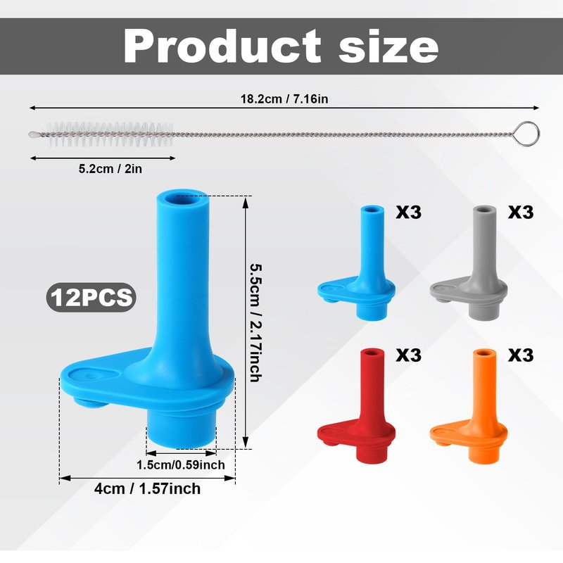 Goktvai 12pcs Replacement Bite Valve for Zak, Silicone Mouthpiece with Cleaning Brush Leak-Proof & Reusable Straw Cup Accessories for Zak Designs Kelso 15oz, No BPA (Blue, Gray, Orange, Red)