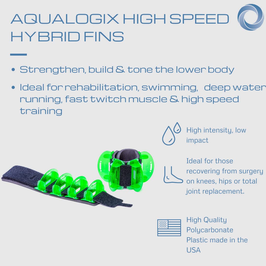 AquaLogix Total Body Water Weights Bundle, Polycarbonate Upper Body Bells & Padded Lower Body Fins, Water Exercise, Pool Exercise, Water Aerobics, Colors Indicate Resistance Level (Green = Low)