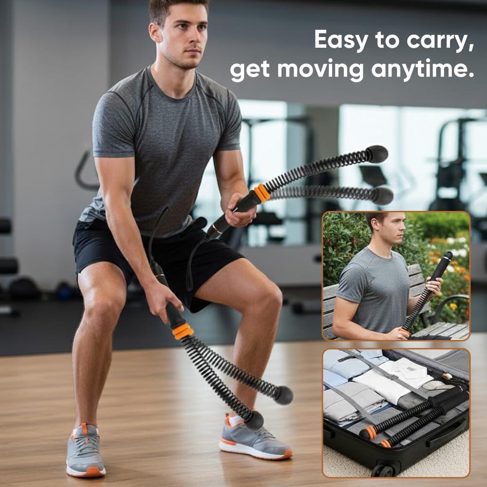 Saker Adjustable Battle Ropes - Cordless Weighted Training Ropes for Home Gym | Portable HIIT Exercise Equipment | 3 lbs (Black)