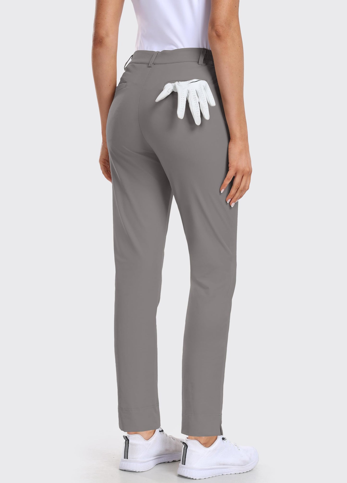 Hiverlay Womens Golf Pants Stretch Work Ankle Pants with Pockets Quick Dry Straight Business Casual Hiking Pants Gray-l