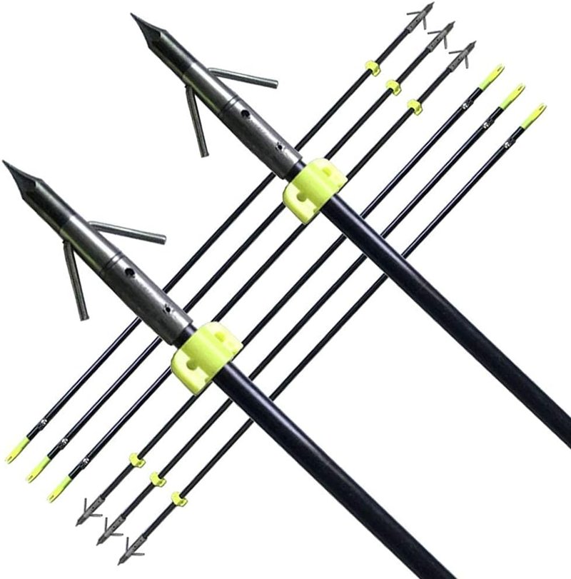 Archery Fiberglass Bowfishing Arrows - 6/12pcs with Broadheads & Safety Slides for Compound/Recurve Bow Hunting