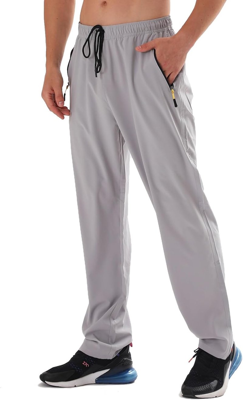 Men's Hiking Pants - Water Resistant Quick-Dry Lightweight Outdoor Sweatpants with Zipper Pockets | Elastic Waist