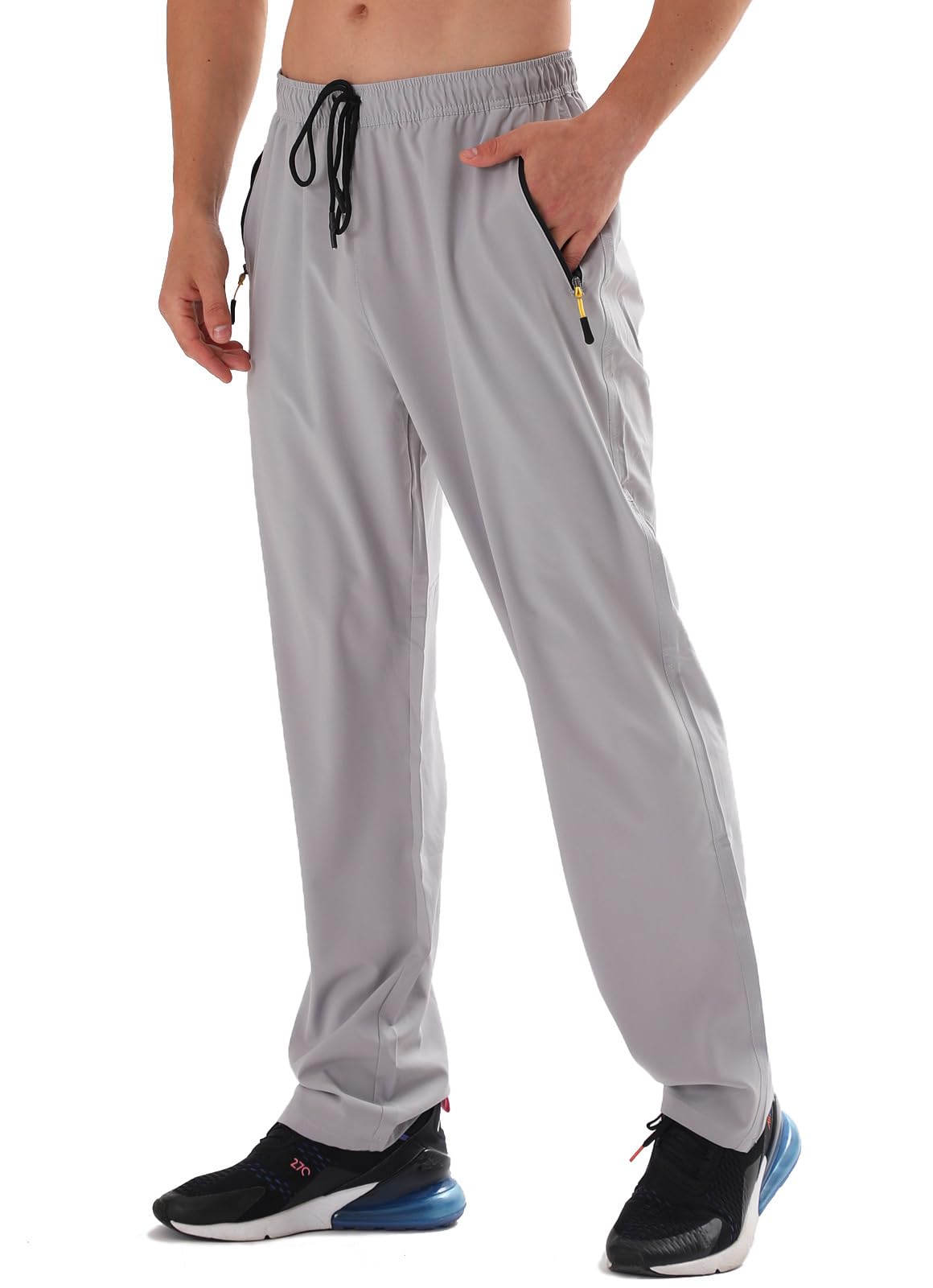 Pants for Men Quick Dry Polyester Lightweight Athletic Hiking Gym Casual Elastic Waist Sweatpants with Pockets