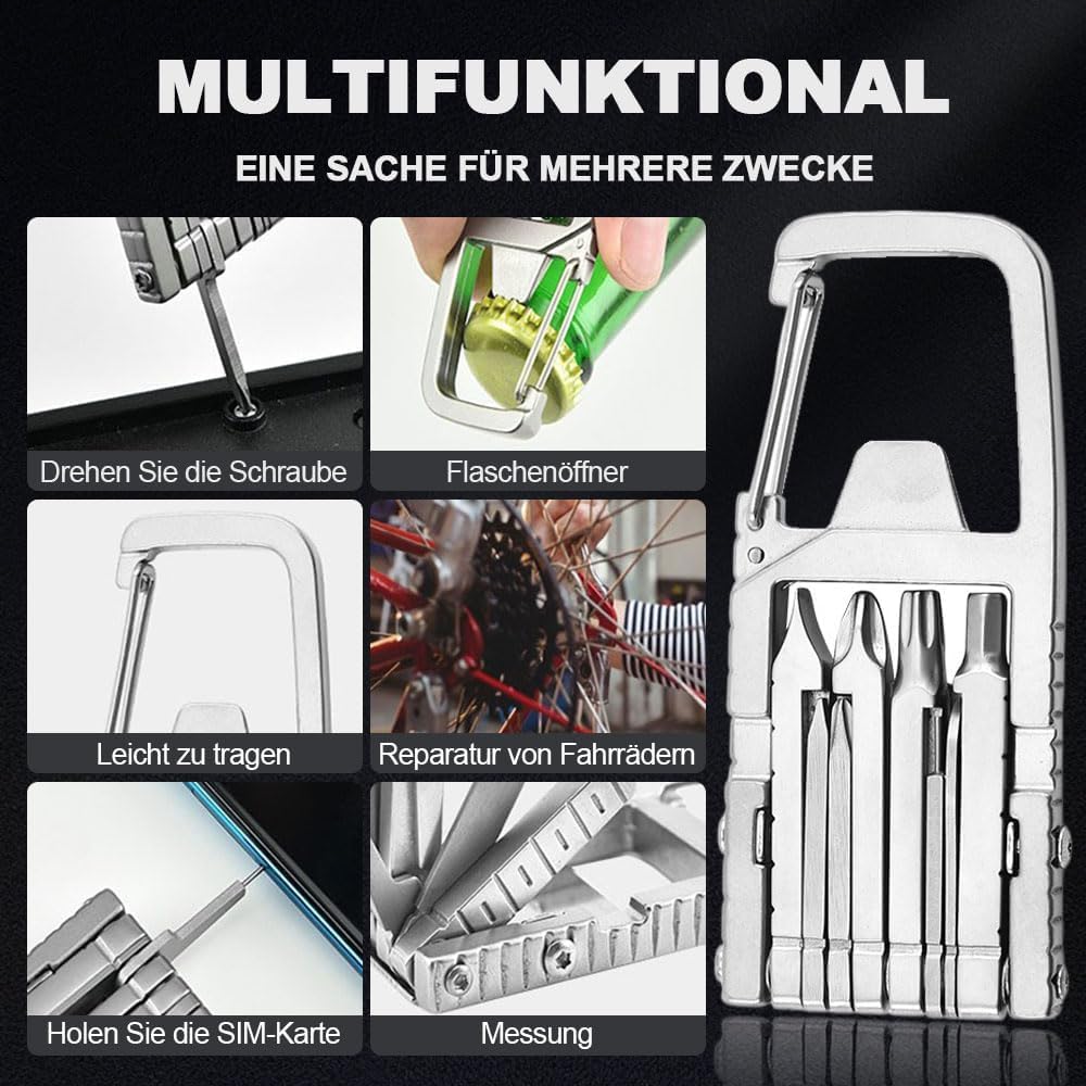 Mini Multi Tool Self - 12 in 1 Portable Keychain Mini tool, Multi Tool Jaw Breaker Mini Tool With Needle Nose Pliers Bottle Opener Phone Holder Screwdriver Carabiner For for Outdoors Camping