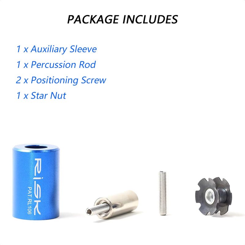 ALEOED Bike Fork Star Nut Setting Tool Kit, Bicycle Fork Repair Installer Tool with 1 Bicycle Star Nut and Spare Positioning Screw for 1 1/8 inch Tube