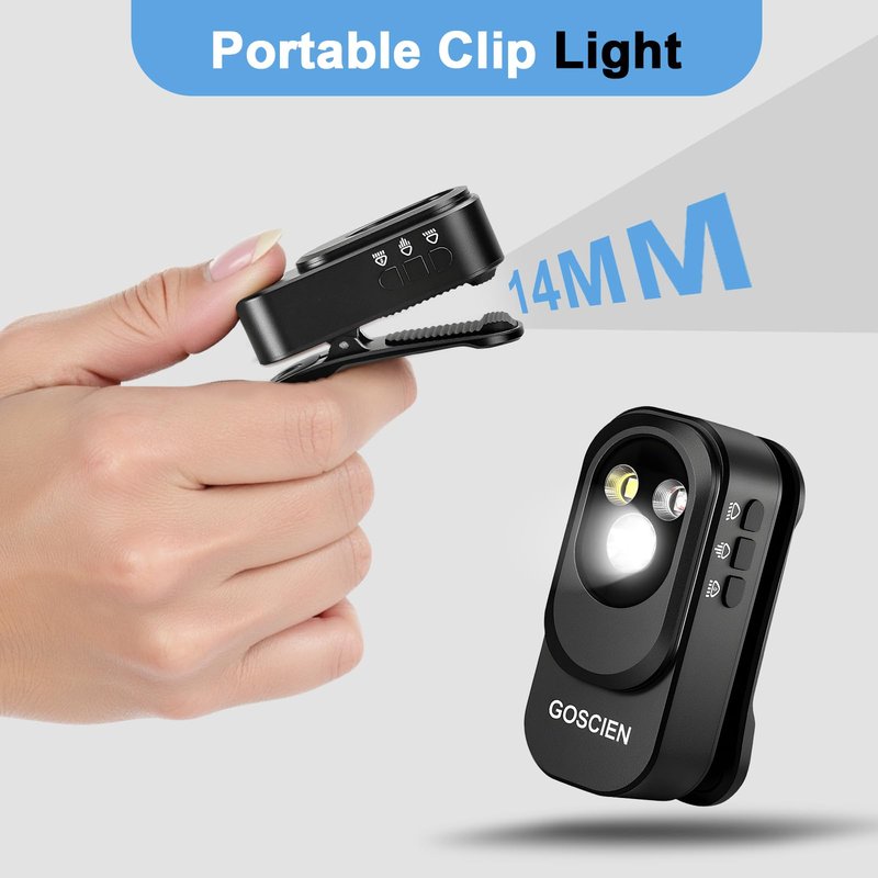 GOSCIEN Rechargeable EDC Flashlight Clip-on Light 500 Lumens Clip Light with Three Lighting Solutions USB C Charging Magnetic IPX6 Waterproof Flashlight for Cycling, Outdoor and etc(Black)