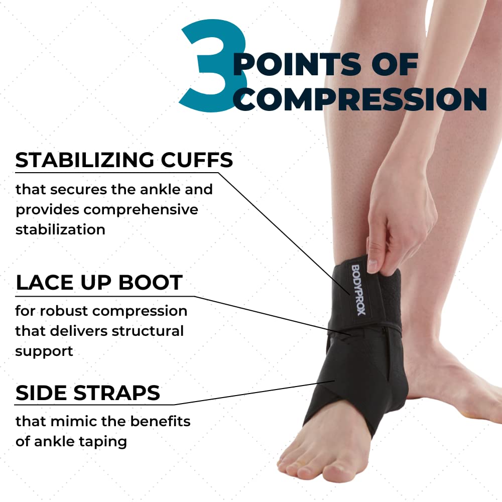 Bodyprox Ankle Brace for Women and Men, Lace Up Ankle Support Brace Stabilizer For Sprained Ankle (Medium)