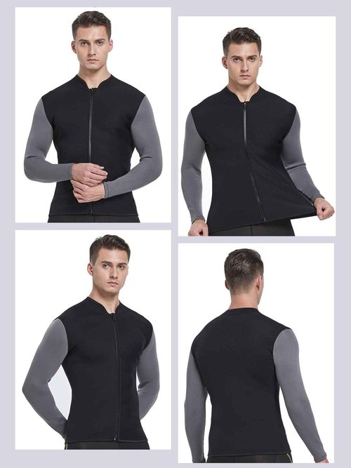 DEHAI Mens Women's Wetsuit Top Jackets, 2mm 3mm Neoprene Kids Wet Suit Long Sleeve Shirt and Youth Front Zip Sleeveless Vest, Water Sports Keep Warm for Diving Swimming Waterski Surfing
