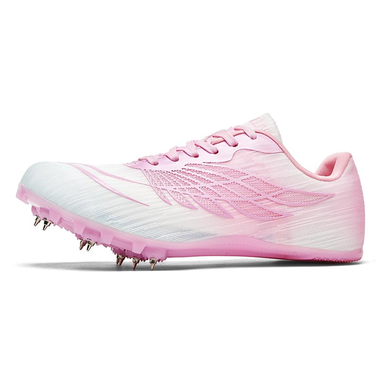 WESHIRUN Track and Field Shoes for Men Women 8 Spikes Boys and Girls Kids Running Racing Shoes Peach Pink