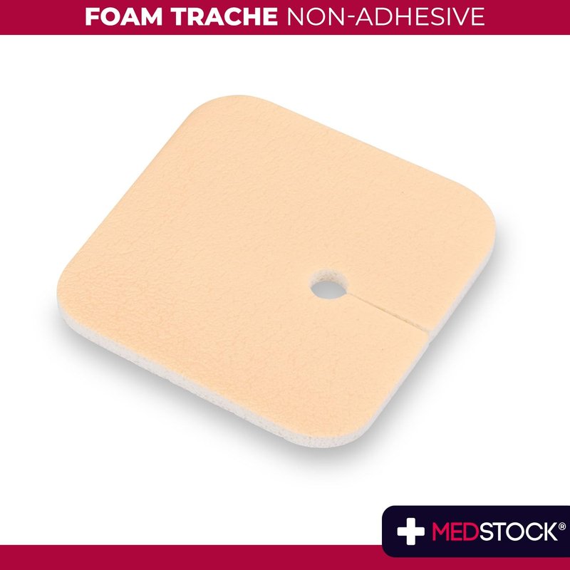 MEDSTOCK Foam Non-Adhesive Tracheostomy Dressing, TRACHY, 3.5"x3.5" (Pack of 10), Wound Care, High Absorption, Stoma Management, Drain Management, CMC Granules