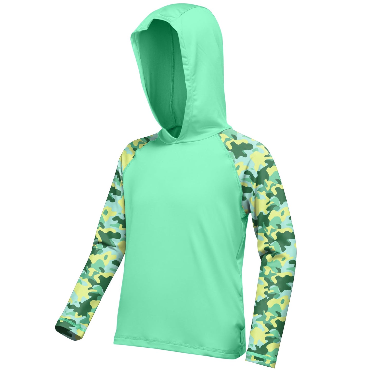 DRONIRING Boys Rash Guard Swim Hoodie, UPF 50+ UV Sun Protection Long Sleeve Fishing Shirt, Kids Youth SPF Water Shirts