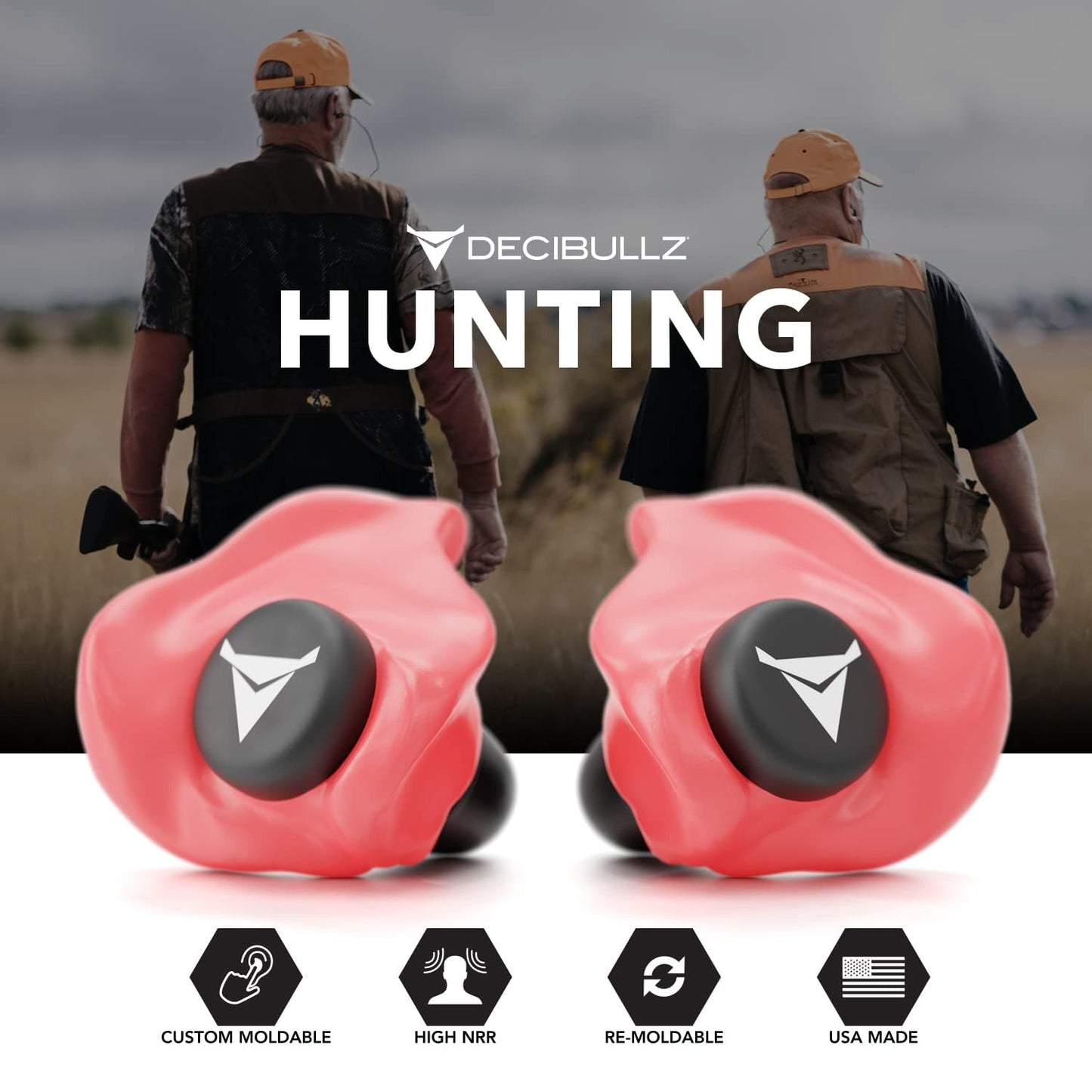 Decibullz - Custom Molded Earplugs, 31dB Highest NRR, Comfortable Hearing Protection for Shooting, Travel, Swimming, Work and Concerts (Red)