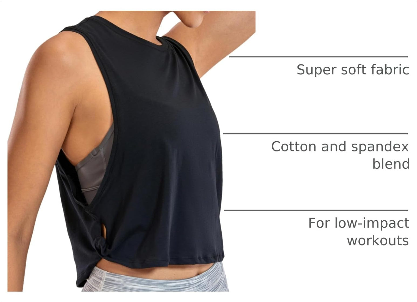 CRZ YOGA Pima Cotton Dropped Armhole Tank Black XX-Small