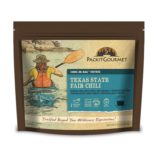 Packit Gourmet Texas State Fair Chili | Premium Freeze Dried Backpacking & Camping Food | Large Portions | High Protein | Real Meat | Just Add Water Meal |All-Natural Ingredients | Made in Texas |Freeze-Dried and Dehydrated Foods