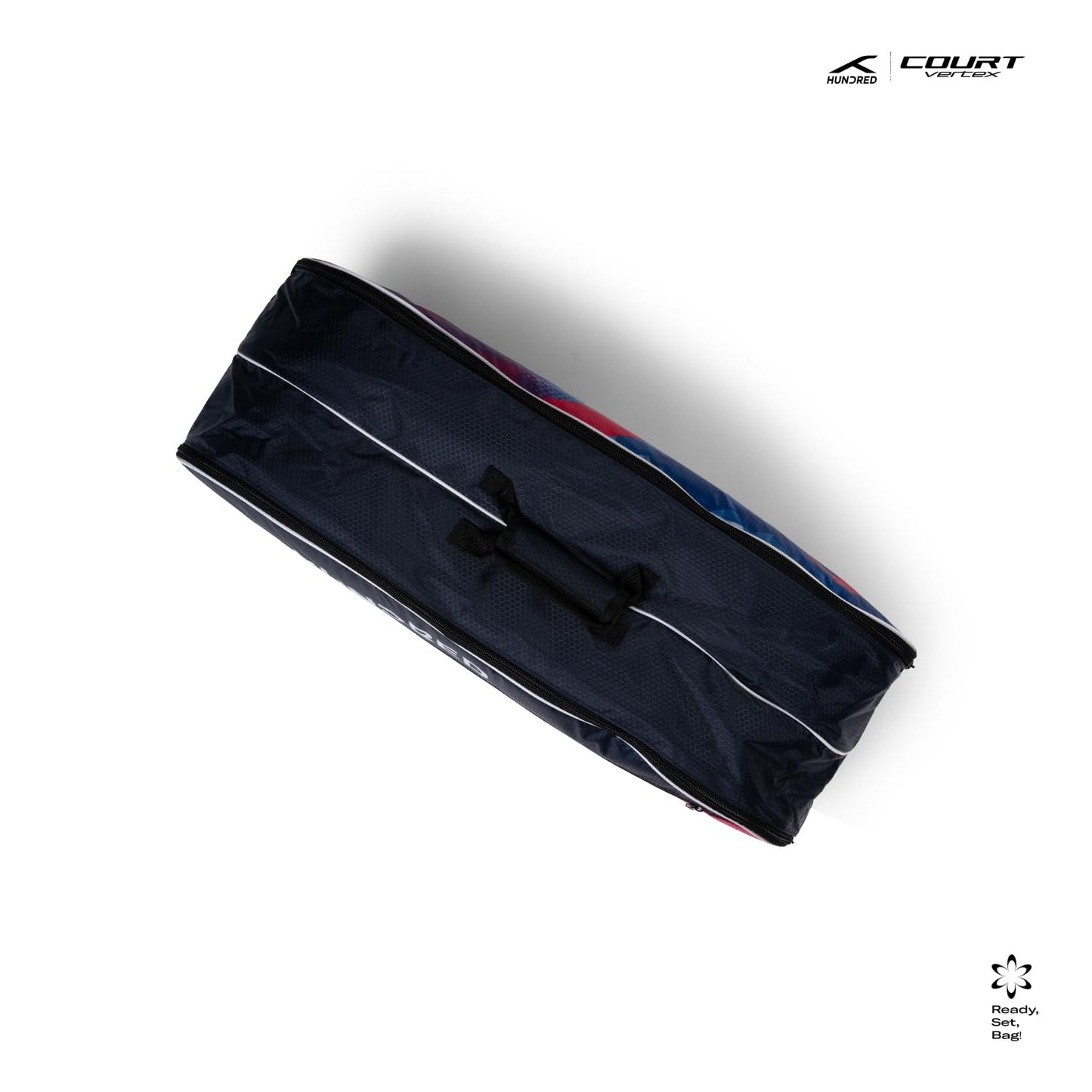 HUNDRED Ideal Badminton and Tennis Racquet Kit Bag | Size: Large | Material: Polyester | 2 Compartments with Side Pouch | Front Zipper Pocket | Padded Back Straps | Easy-Carry Handle | Navy Blue(6in1)
