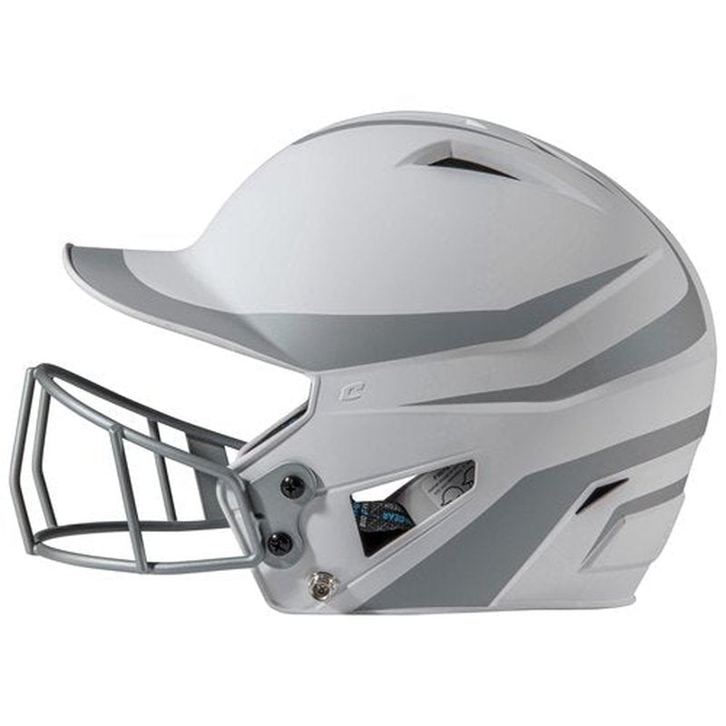 CHAMPRO HX Rise Legend 2-Tone Matte-Finish Fastpitch Softball Batting Helmet with Facemask, Large, Silver
