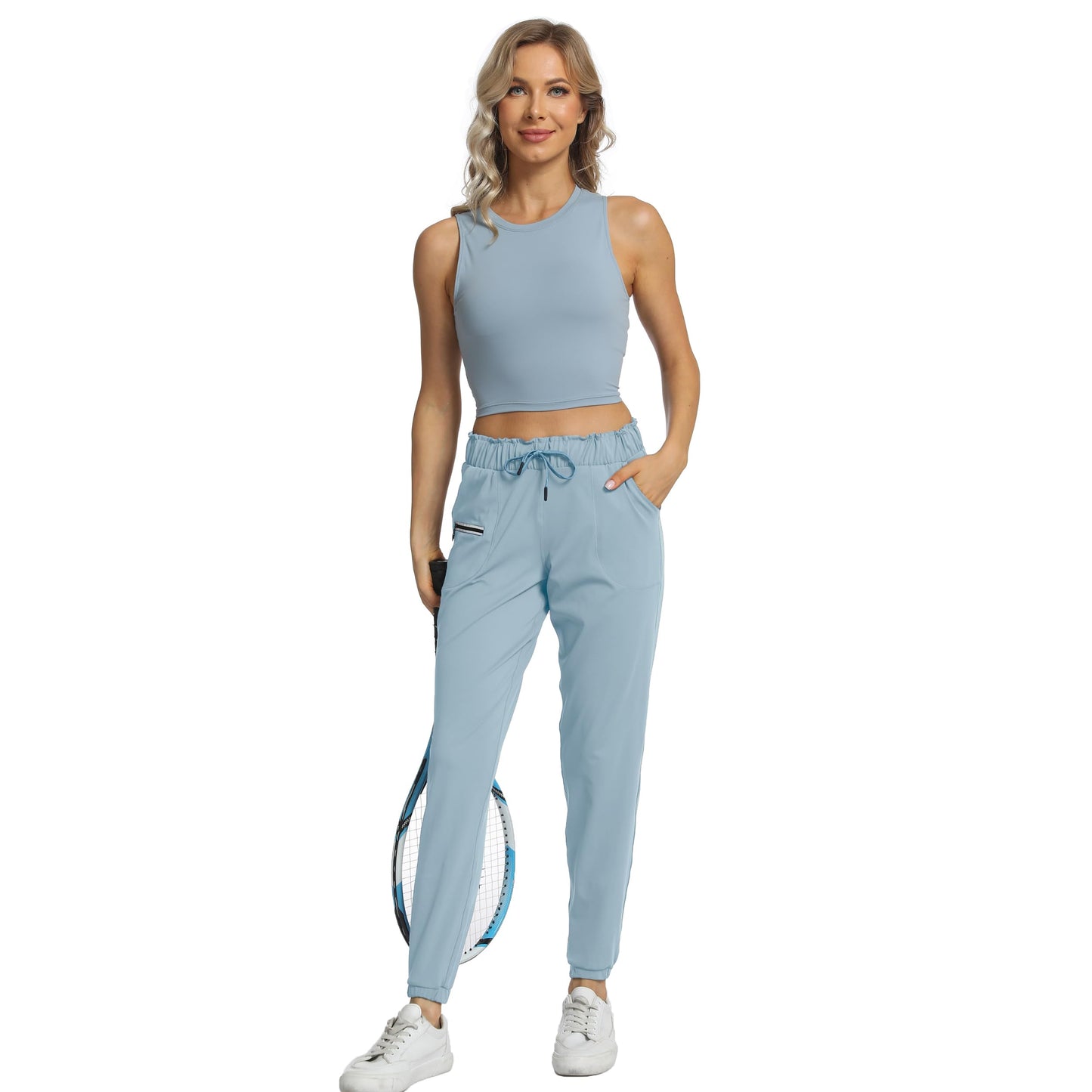 Sports Bras for Women Removable Padded Athletic Yoga Running Crop Tops Sleeveless Gym Workout Tops (Denim Blue M)