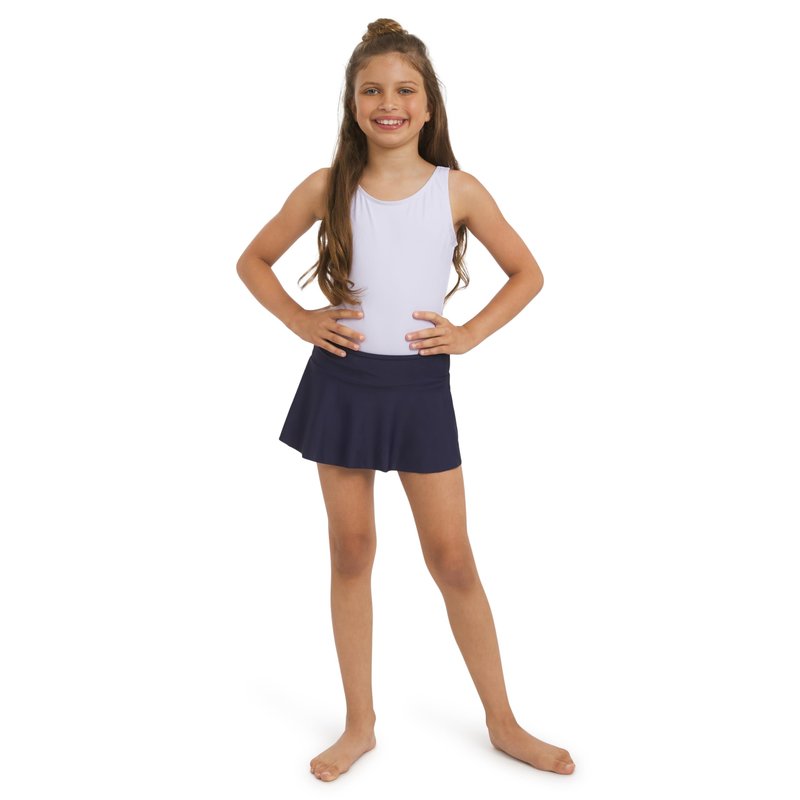 Lands' End Girls' Swim UPF 50+ Stretch Waist Attached Bikini Bottom Swim Skirt, Deep Sea Navy, X-Large