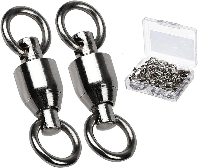 Barrel Ball Bearing Swivel Fishing Swivels - Stainless Steel High Strength Connectors | Black Nickel Finish