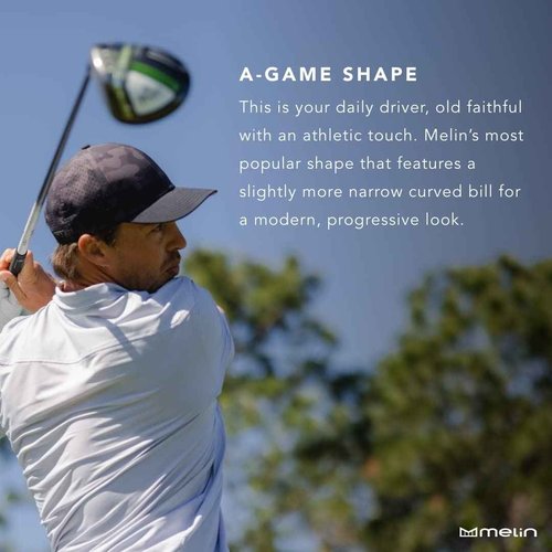 melin A-Game Hydro, Heather Grey, Men’s Performance Snapback Hats, Water-Resistant Fitted Baseball Caps for Men & Women, Golf, Running, or Workout Hat, Medium-Large