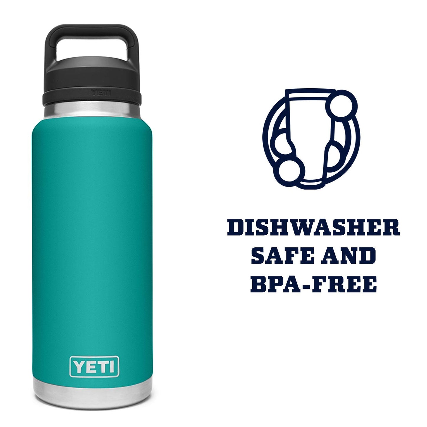 YETI Rambler 36 oz Bottle, Vacuum Insulated, Stainless Steel with Chug Cap, Pacific Blue