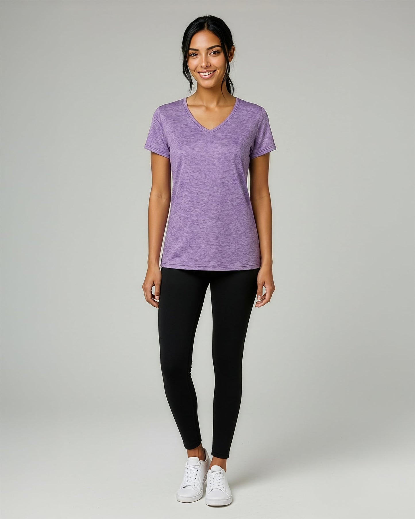 Real Essentials 5 Pack: Women's Dry-Fit Short Sleeve V Neck T Shirt Workout Fitness Yoga Top Tee (Available in Plus Size), Set 7, 3X