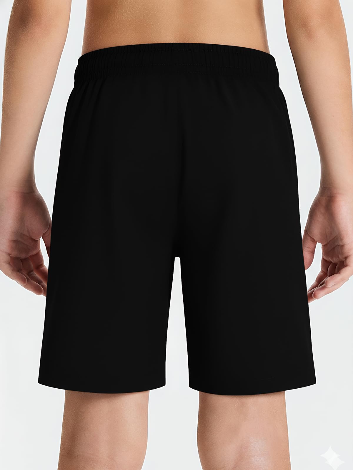 DEVOROPA Youth Boys Athletic Running Shorts Lightweight Quick Dry Sports Workout Gym Hiking Shorts Zip Pockets UPF 50+ Black XS