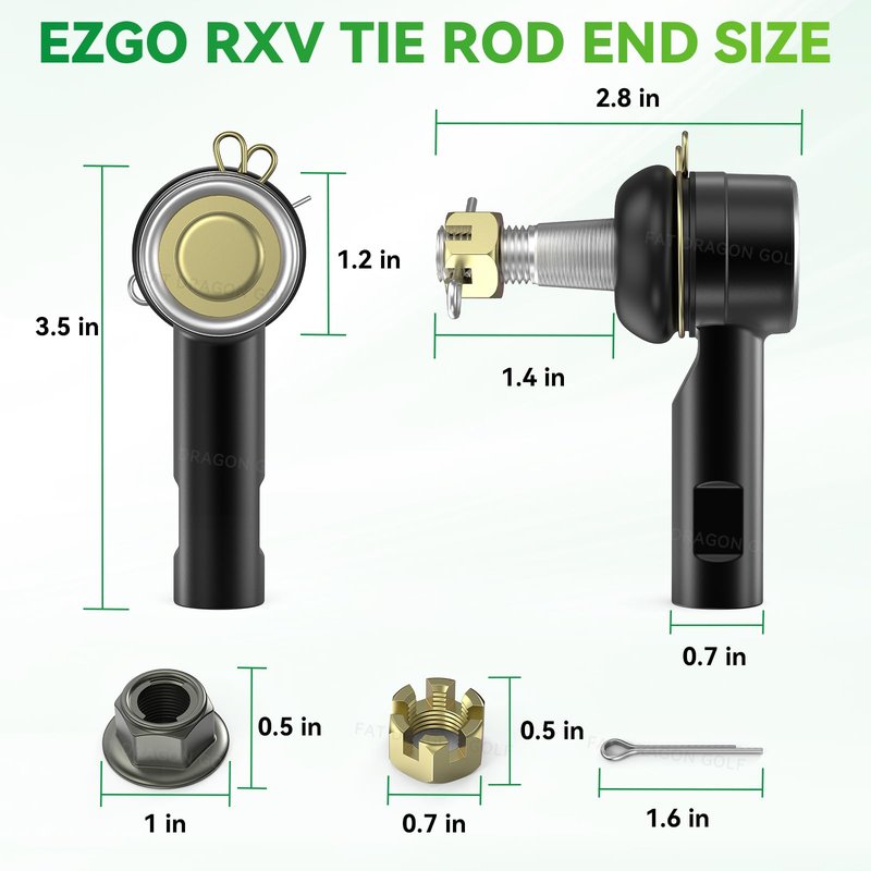 Panglong EZGO RXV Tie Rod End with Locknut (2PCS), Golf Cart Tie Rod End Suitable for 2008-up EZGO RXV Model, RXV Steering Tie Rod OEM 604614
