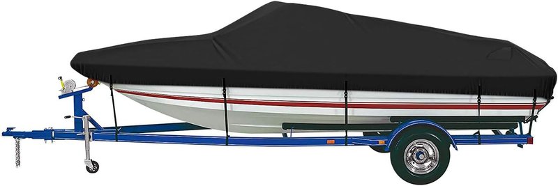 Trailerable Boat Cover - 16'-18.5' Waterproof Heavy Duty for V-Hull, Fishing & Utility Boats | 800D Fabric, 94" Wide
