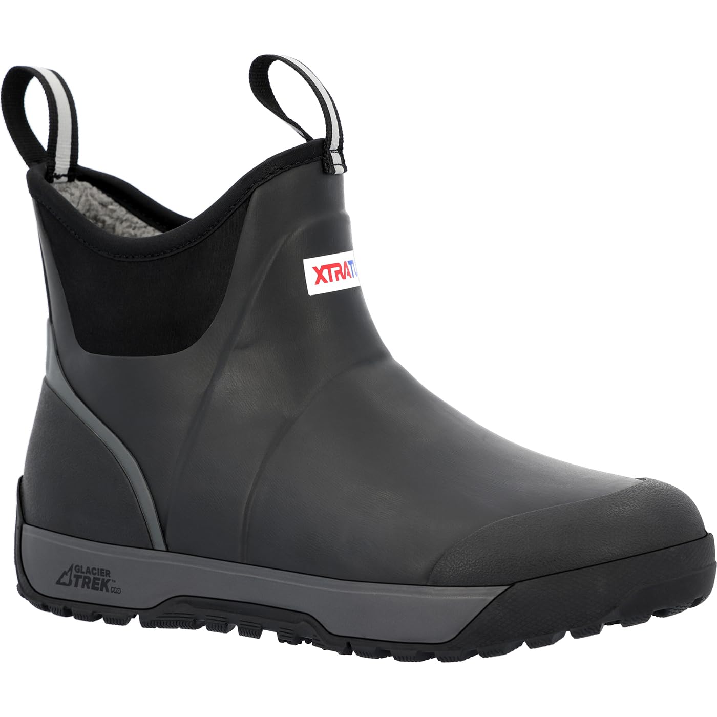 XTRATUF 6" Men's Ice Fleece Lined Ankle Deck Boot - Size 11, Black - 100% Waterproof Rubber Footwear for Snow & Rain - Faux Shearling Lining - Slip-Resistant Outsole
