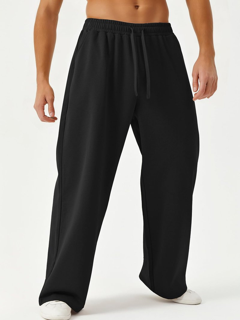 ATOFY Men's Baggy Sweatpant Lounge Wide Leg Sweatpants Elastic Waist Drawstring Loose Joggers Athletic Pants with Pockets Black