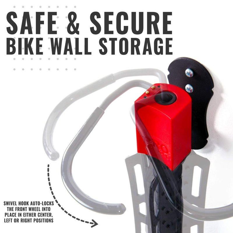 PRO BIKE TOOL Swivel Bike Rack - 2 Pack Indoor Wall Mount for Bicycles in Home and Garage - Vertical Hanging Rack for Space-Saving Storage - Secure Hook for MTB, Road, Hybrid and Kids Bikes