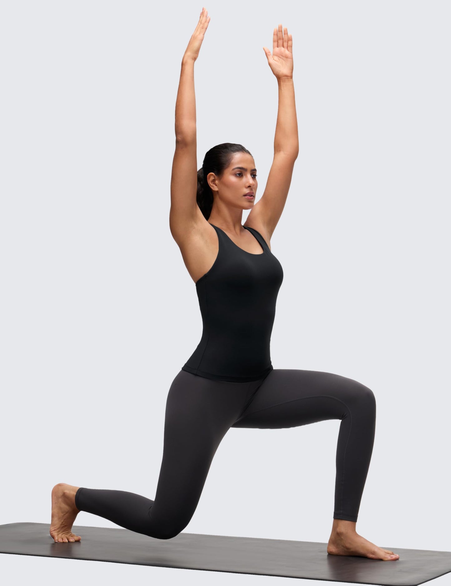 CRZ YOGA Butterluxe Workout Tank Tops for Women Built in Bras Padded - Racerback Athletic Spandex Yoga Camisole Black Large