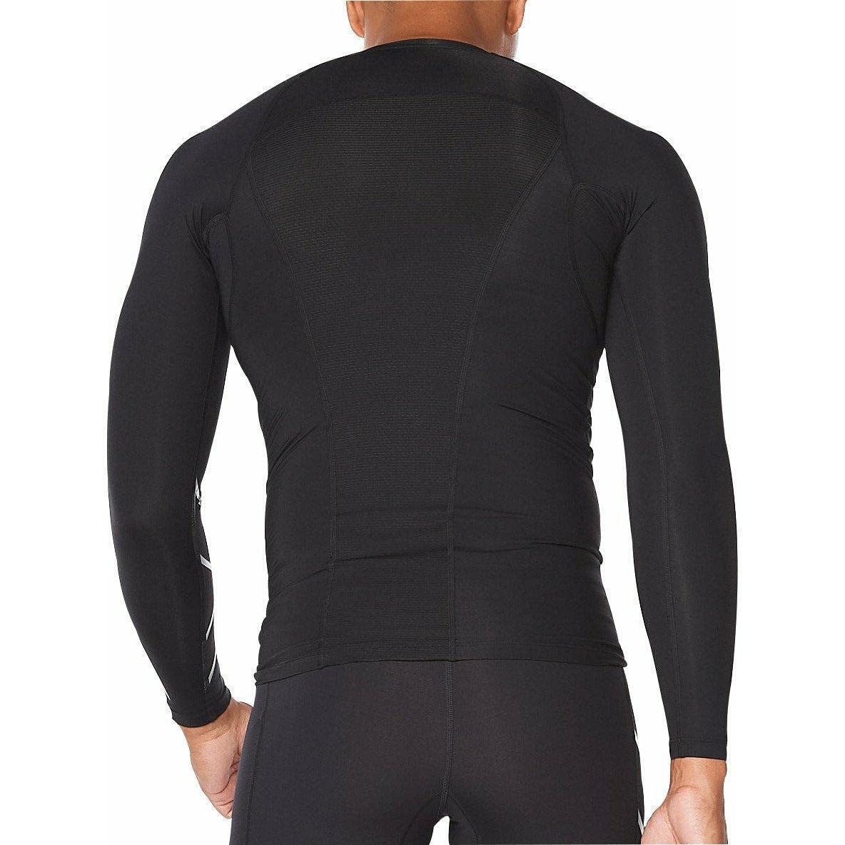 2XU Men's Compression Long Sleeve Top - Enhance Performance and Recovery - Black/Silver - Size Medium