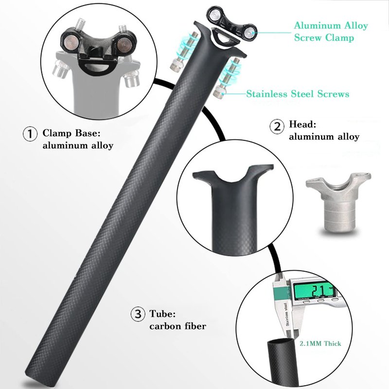 TPard Carbon Bike Seatpost 27.2/31.6 Ultralight Carbon Fiber Bicycle Seat Post Bike Seat Tube for Mountain Road Bikes MTB BMX