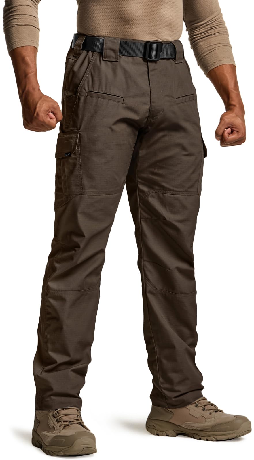 CQR Men's Tactical Pants, Water Resistant Ripstop Cargo Pants, Lightweight EDC Work Hiking Pants, Outdoor Apparel, Raider Dark Brown, 28W x 30L