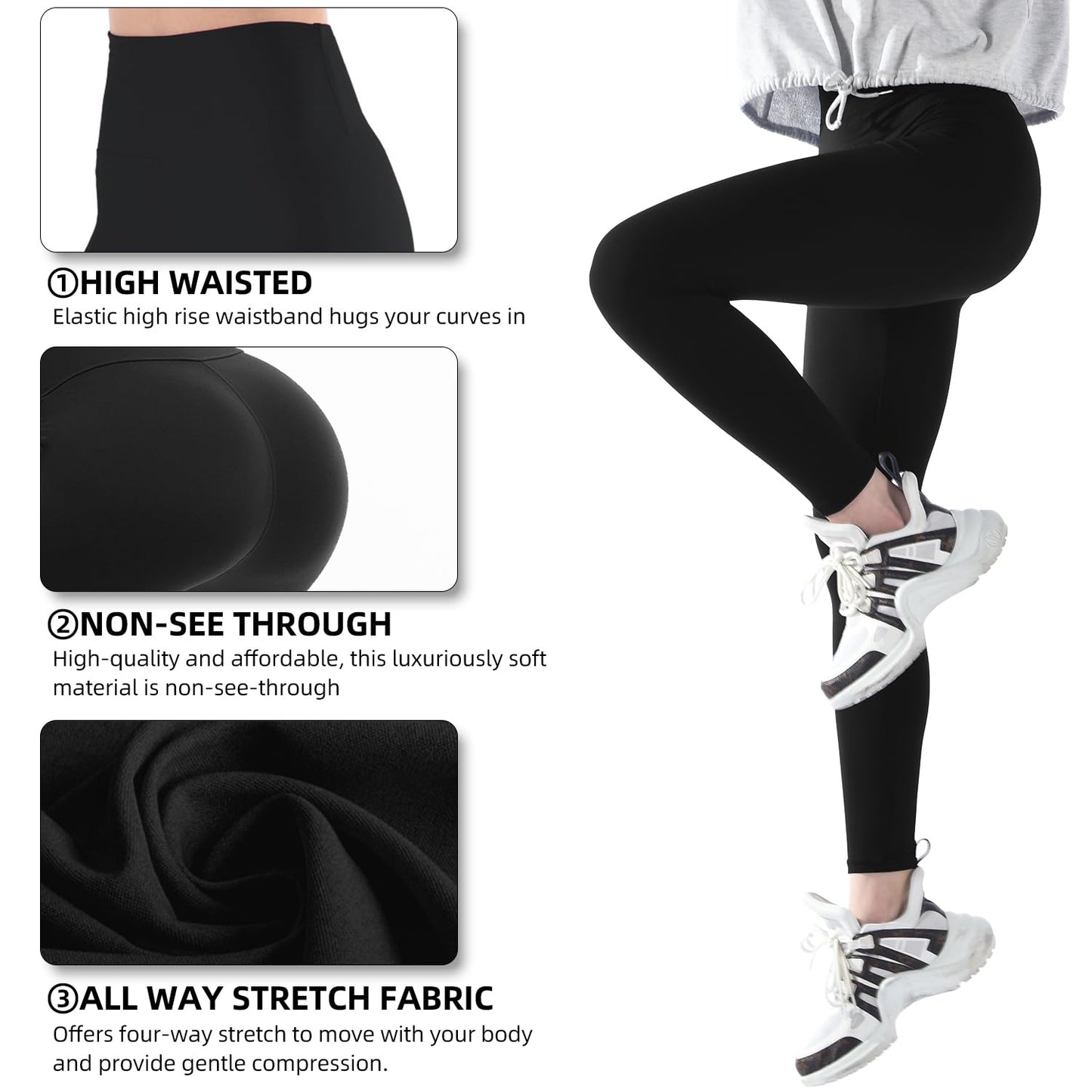 Stanpetix Leggings for Women - High Waisted Women's Workout Pants Running Cycling (Black,Full Length,XXL)