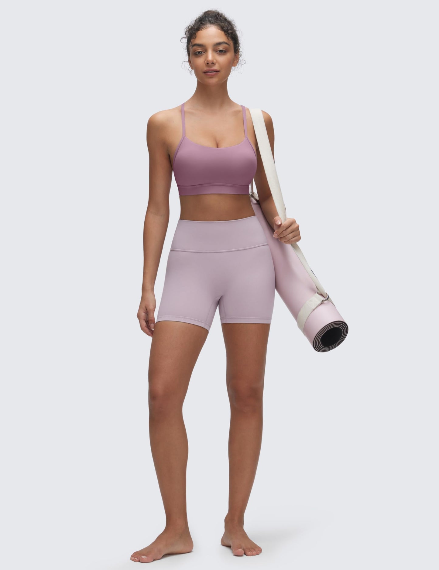 CRZ YOGA Butterluxe Y Back Sports Bras for Women - Padded Racerback Low Impact Spaghetti Thin Strap Workout Yoga Top Light Lavender X-Small