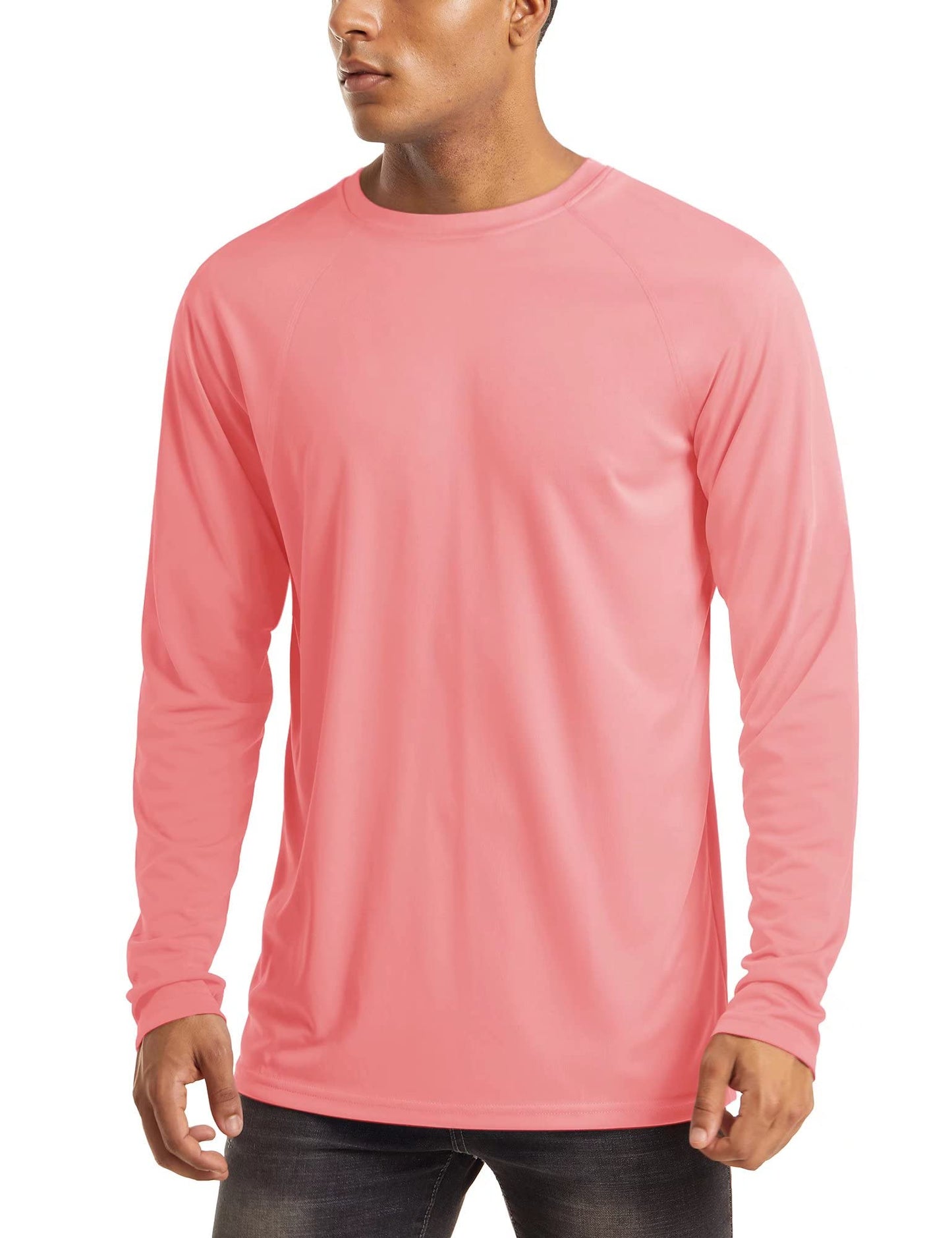 MAGCOMSEN Hiking Shirts for Men Long Sleeve Running Shirts Quick Dry Shirts Baselayer Shirt Swim Shirt Athletic T Shirts Watermelon Red
