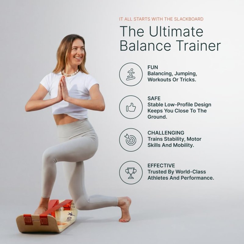 GIBBON SlackBoard | Balance Board for Core Workouts & Standing Desk Exercise - 1 & 2 Line Options