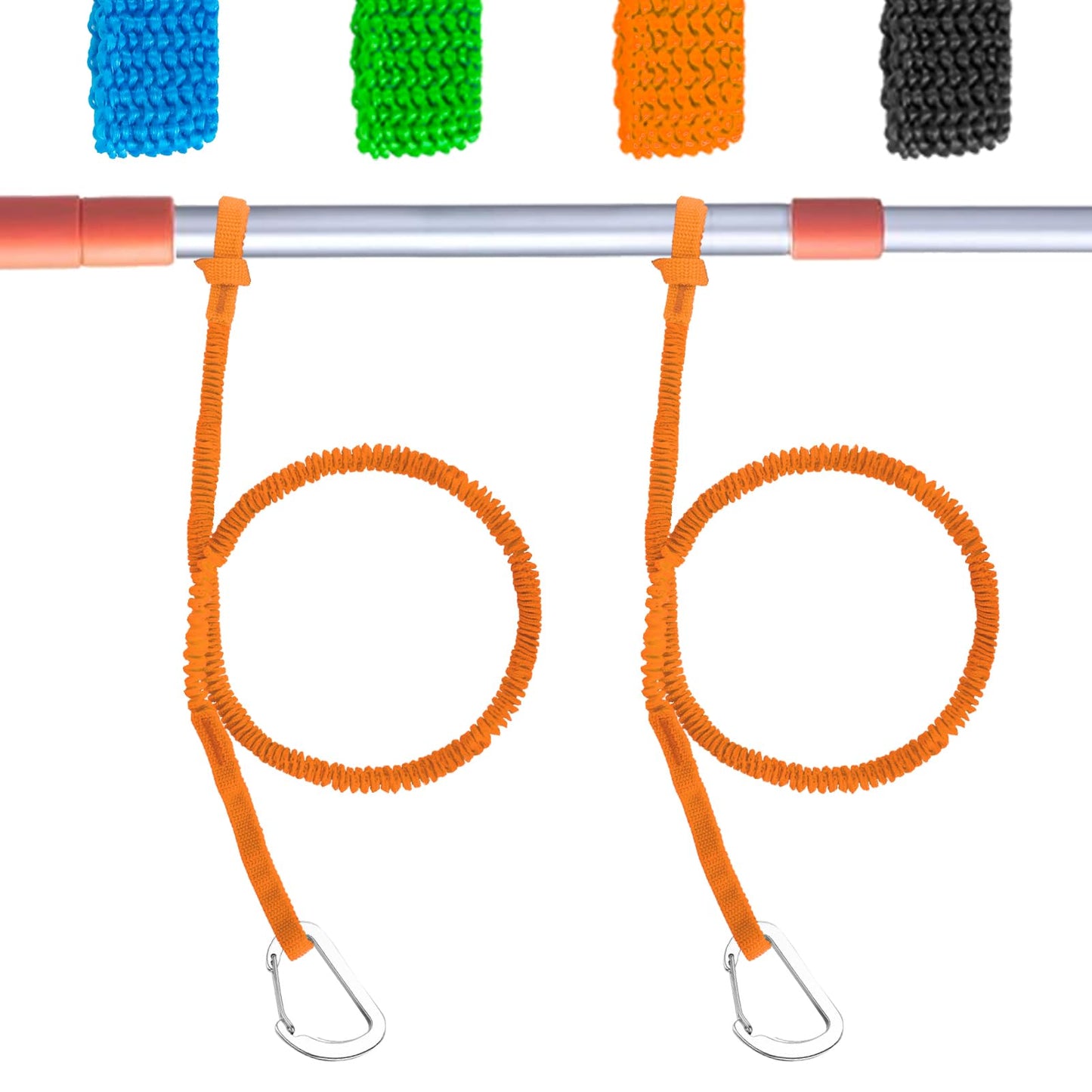 NVAAV 1/2/4 Pack Kayak Paddle Board Tether Leash Stretchable Strap Lanyard Rope, 3.3-7 Feet with Carabiner for SUP Kayaking Boating Canoeing Fishing Pole Rod or Other Gear
