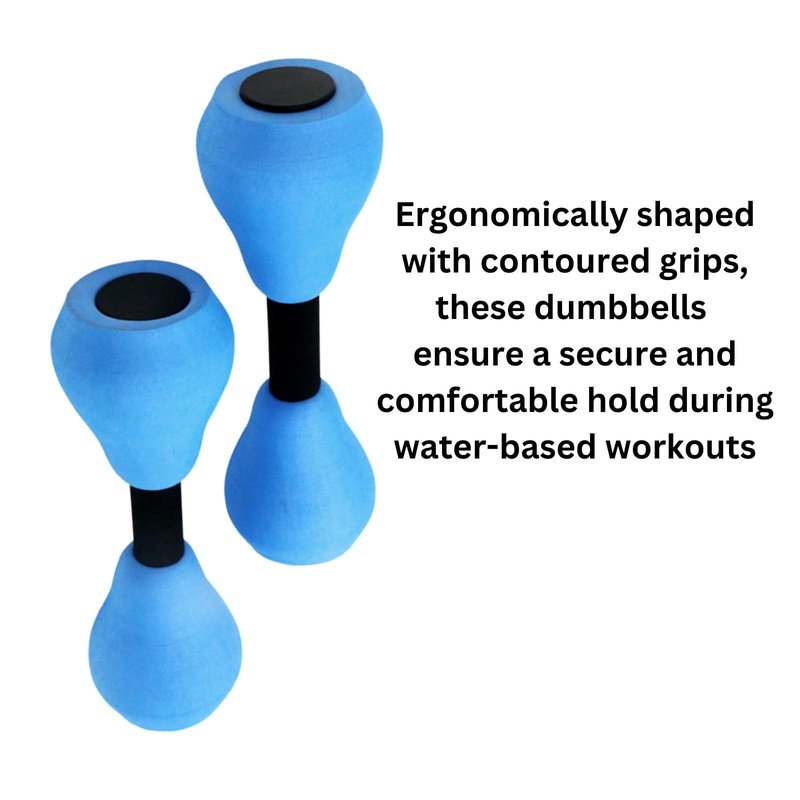 Lightweight EVA Foam Dumbbells for Aqua Aerobics, Water Exercise, Strength Training and Pool Fitness – 27.5cm Length, 68g Each – Soft, Durable, Non-Slip Design for Beginners, Seniors, Women