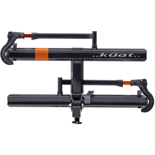 KUAT Sherpa 2.0 Durable Lightweight Aluminum Compact 2 Bike Transporting Hitch Rack with Cable Lock & Foldable Tire Cradles | Capacity - 40 Lbs per Tray, Gray Metallic & Orange Anodize, 1.25"