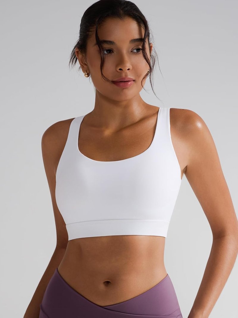 High Impact Sports Bra for Women - Racerback Workout Crop Tank Top | Push-Up Longline Design