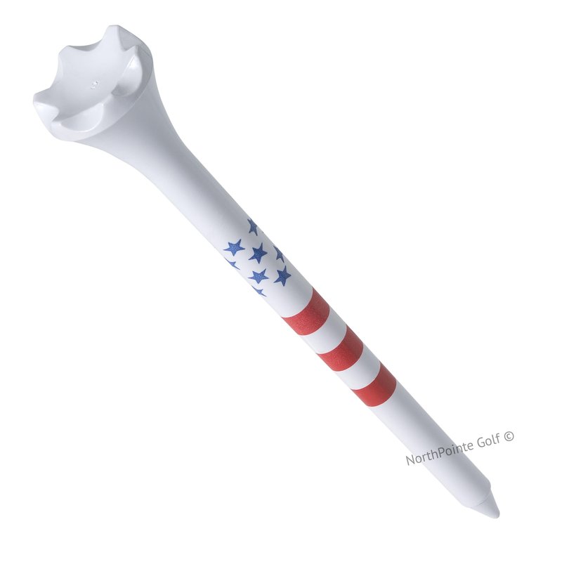 NorthPointe 3 ¼” USA Stars and Stripes American Flag Golf Tees Plastic - 100 Tees in Bulk – Patriotic