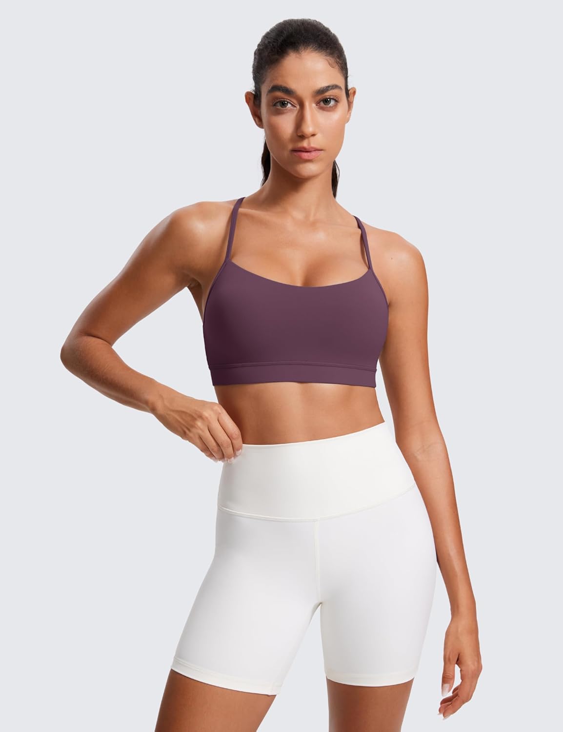 CRZ YOGA Y Back Sports Bra for Women - Padded Racerback Low Impact Yoga Top | Comfortable Workout Wear