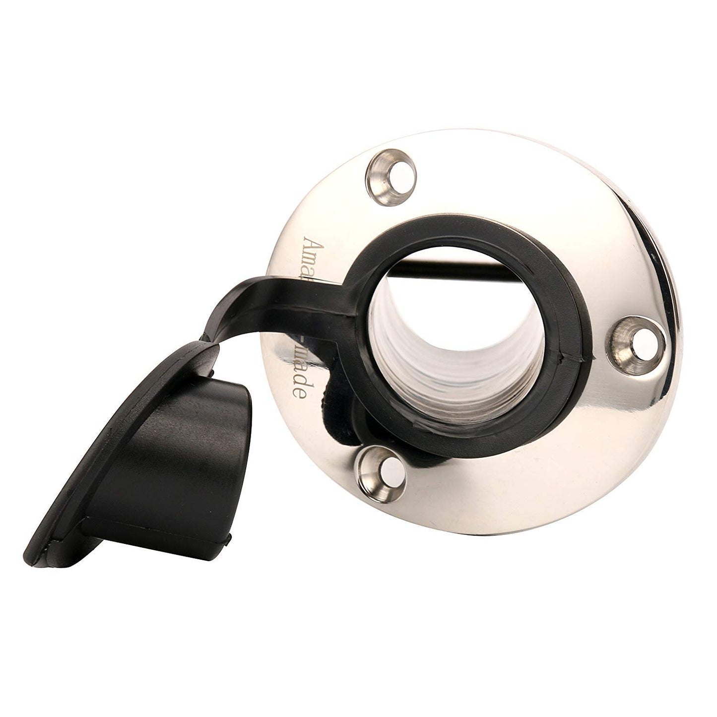 Amarine-made 30 Degree Stainless Steel Heavy Duty Flush Mount Sunshine Resistant Rod Holder Black PVC Cap Liner (2pcs)