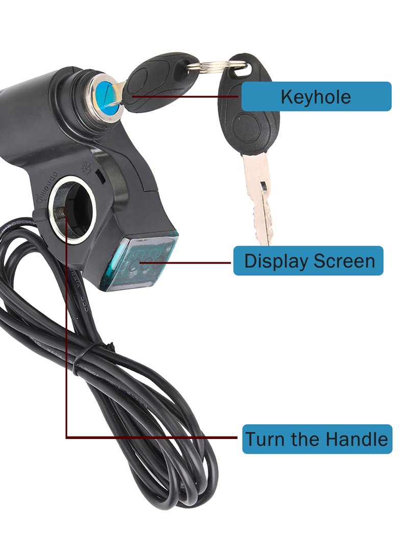 Haosie E-Bike Throttle Control Switch, Speed Switch Lock with LCD Display, Accelerator Voltage Display with Key Lock for E-Scooter Electric